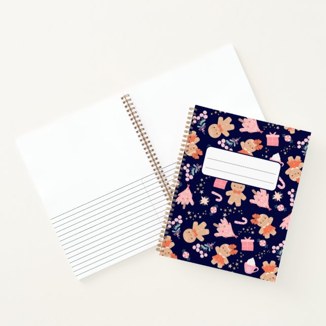 Carnet Éléments de Noël sur fond bleu marine (Intérieur)