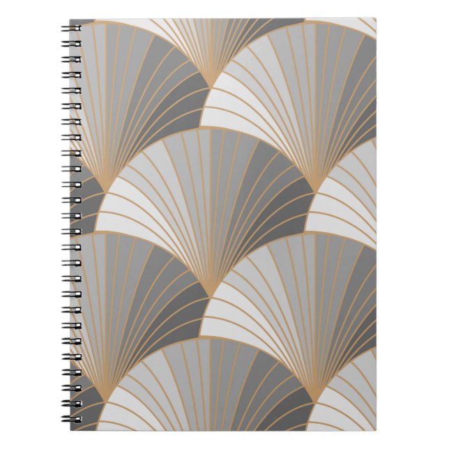 Carnet Eléments gris avec contour doré. motif sans soudur (Devant)