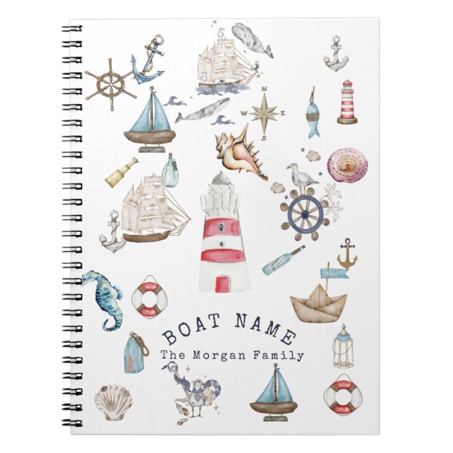Carnet Éléments nautiques à l'aquarelle Marin (Devant)