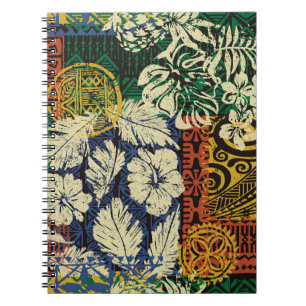 Carnet Éléments tribaux hawaïens et tissu hibiscus