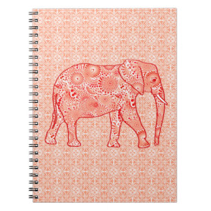 Carnet Éléphale tourbillon fractal - corail orange et bla