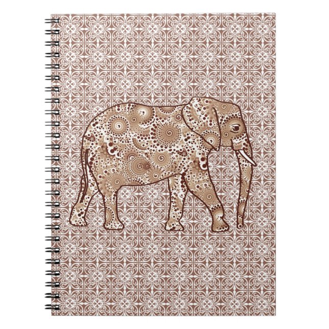 Carnet Éléphale tourbillon fractal - marron et taupe (Devant)