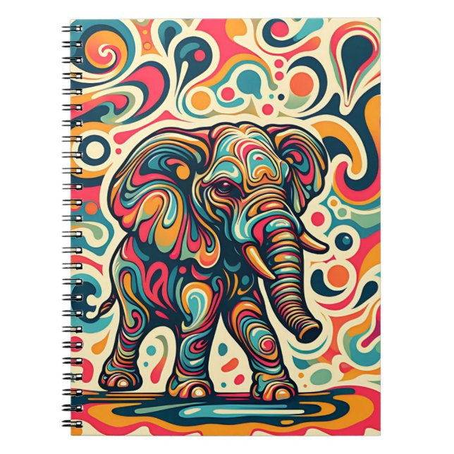 Carnet Éléphant à l'Esprit Enjoué – Art Abstrait de Tourb (Devant)