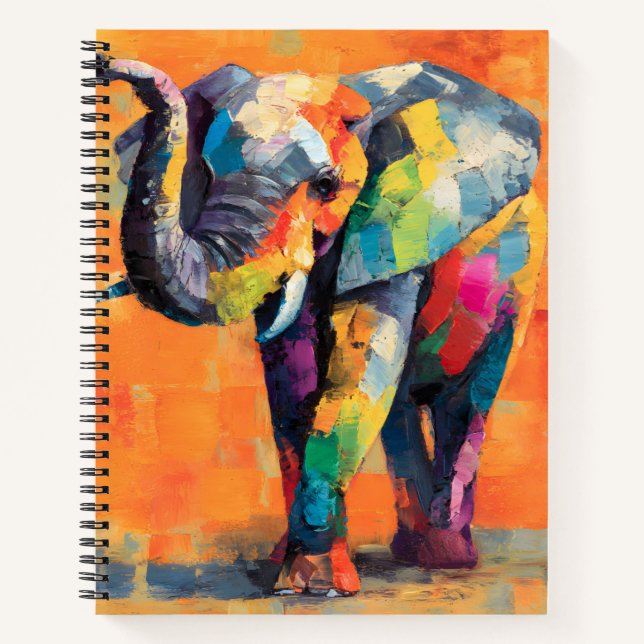 Carnet Eléphant arc-en-ciel Abstrait (Devant)