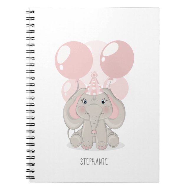 Carnet Éléphant avec chapeau de fête d'anniversaire (Devant)
