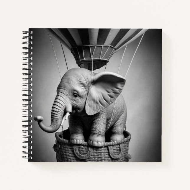Carnet Elephant bébé dans un ballon à air chaud (Devant)
