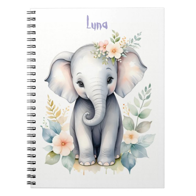 Carnet Eléphant bébé en floraison (Devant)