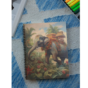 Carnet éléphant botanique vintage avec howdah
