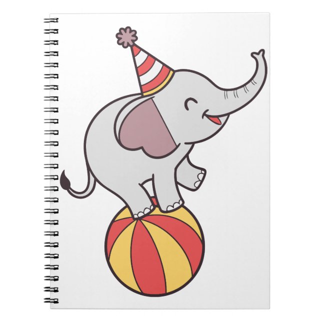 Carnet Eléphant de cirque mignon sur la balle - Anniversa (Devant)