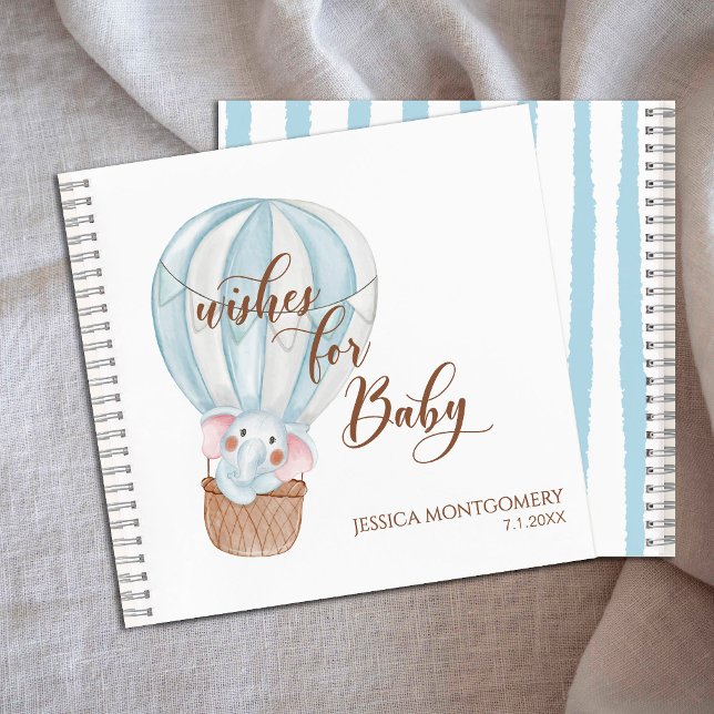 Carnet Éléphant en montgolfière Vœux pour bébé (Créateur téléchargé)