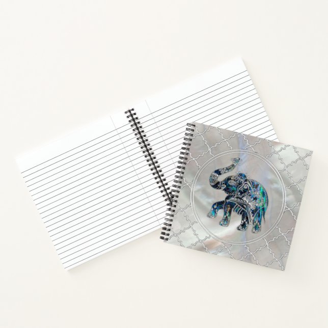 Carnet Eléphant encadré d'argent sur Abalone et Pearl (Intérieur)