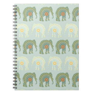 Carnet Éléphant et Mandala en Vert Clair