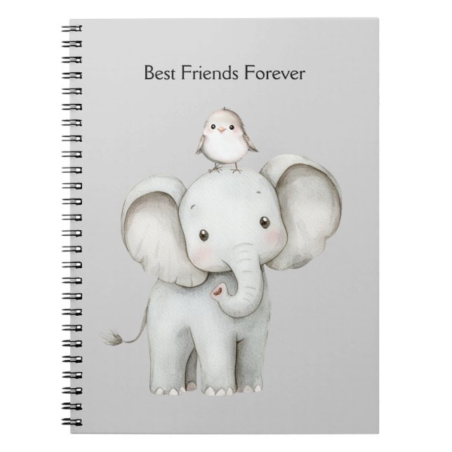 Carnet Éléphant et oiseau meilleurs amis pour toujours (Devant)