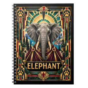 Carnet Éléphant, faune Art déco