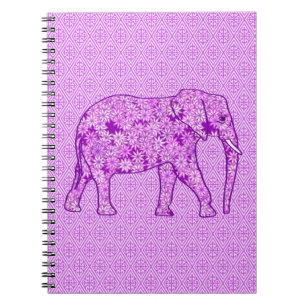 Carnet Eléphant fleur - améthyste violet