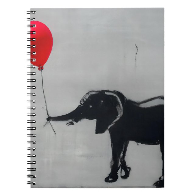 Carnet Elephant Graffiti Joueur avec Ballons Rouge Art (Devant)