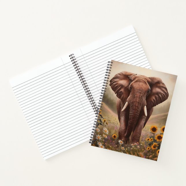 Carnet Eléphant Majestic dans le champ Fleur sauvage (Intérieur)