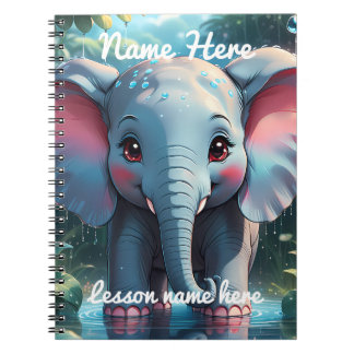 Carnet Éléphant Mignon Personnalisé sous la Pluie