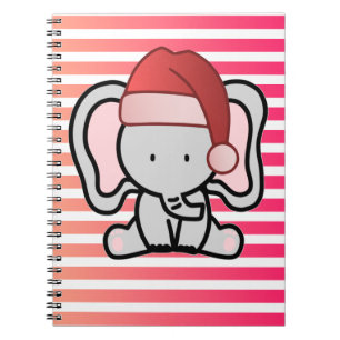 Carnet Eléphant personnalisé 1er Noël bébé fille rose