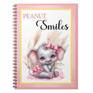 Carnet Eléphant rose doux - Sourires d'arachide