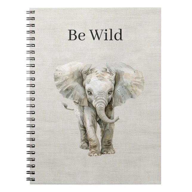 Carnet Éléphant Safari Animal Fausse Lin (Devant)