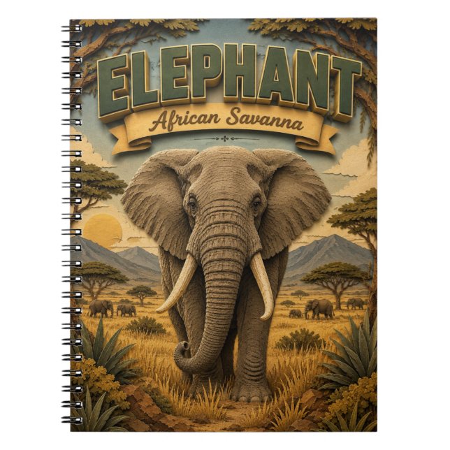 Carnet Éléphant Savane Africaine POPCUT (Devant)