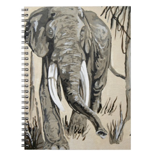 Carnet Eléphant Se Promenant À Travers L'Art De La Savane (Devant)