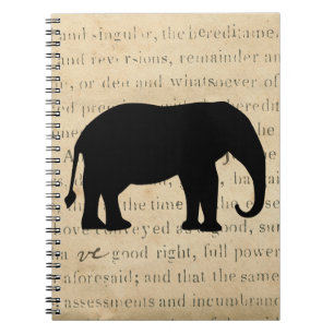 Carnet Elephant Silhouette Document Vintage des années 18