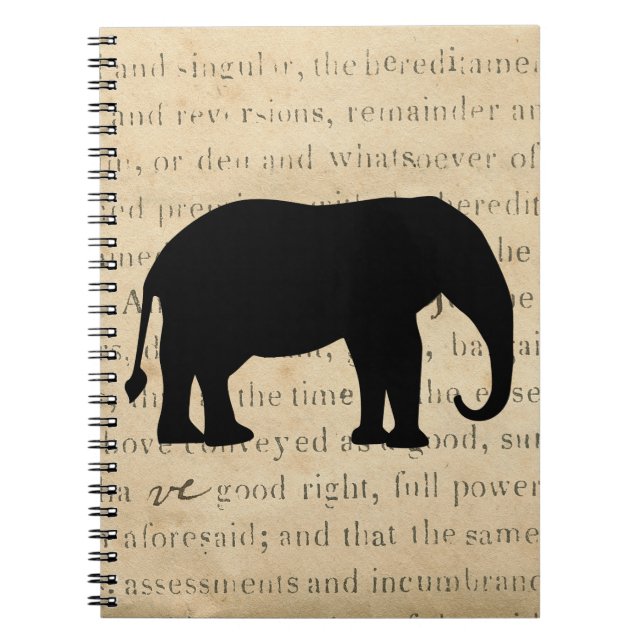 Carnet Elephant Silhouette Document Vintage des années 18 (Devant)