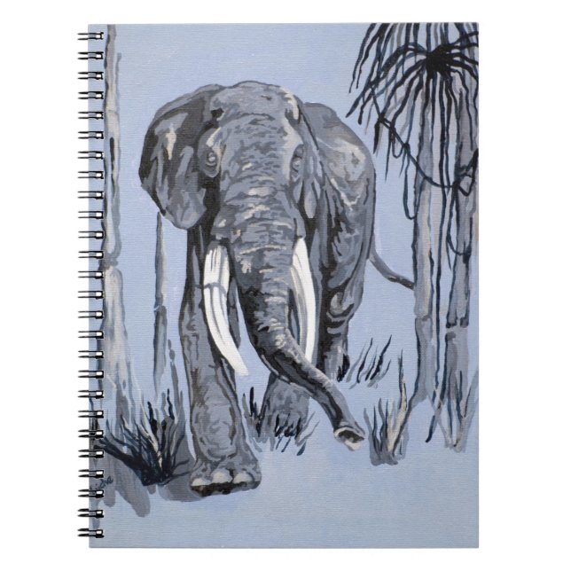 Carnet Elephant Strolling Through Wooded Savanna In Blue (Devant)