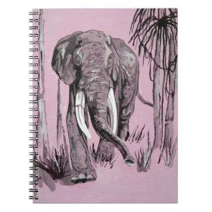 Carnet Elephant Strolling Through Wooded Savanna In Pink 