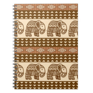 Carnet Eléphants ethniques Motif Vintage géométrique