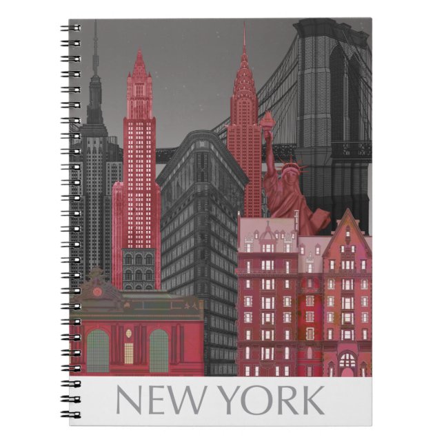 Carnet Élévations de New York par nuit - Rouge (Devant)