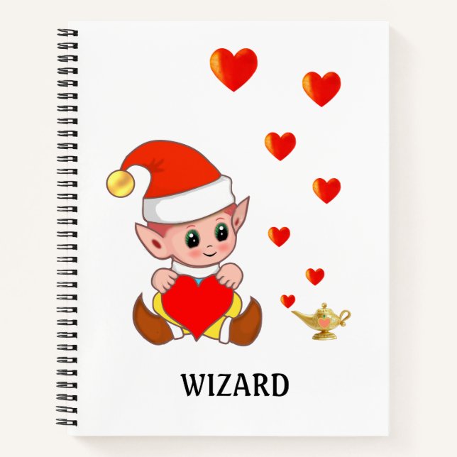 Carnet Elfe sorcier mignon avec des cœurs d'amour sur un  (Devant)