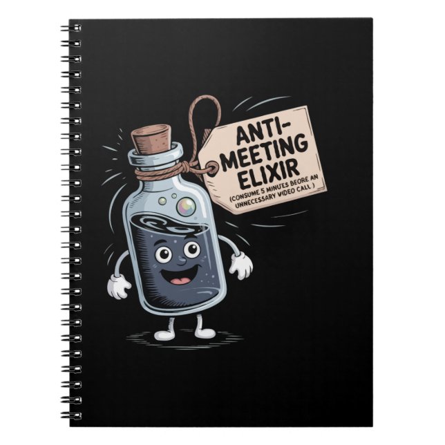 Carnet Élixir drôle anti-réunion | Bureau de dessin animé (Devant)