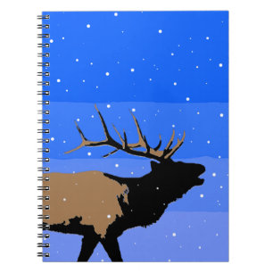Carnet Elk bouillonnant en hiver - Art original de la fau
