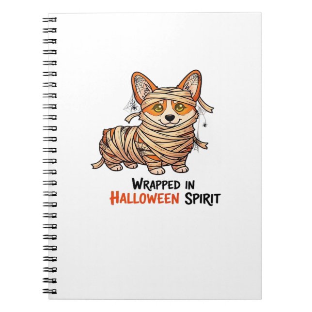 Carnet Emballé dans l'esprit d'Halloween � Mummy Corgi av (Devant)