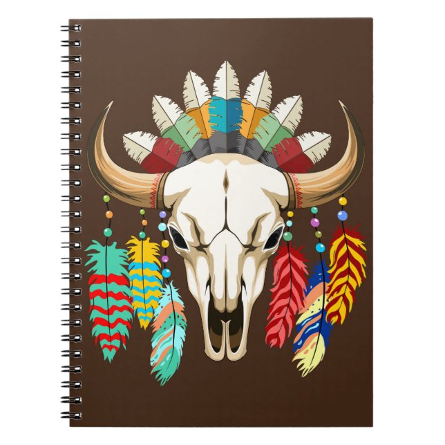 Carnet Emblème amérindien de crâne de buffle (Devant)