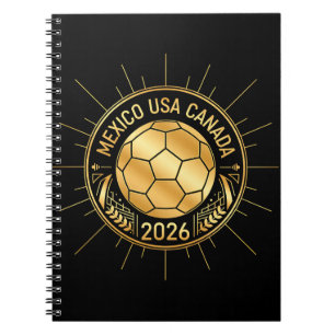 Carnet Emblème de football doré 2026   Mexique États-Unis