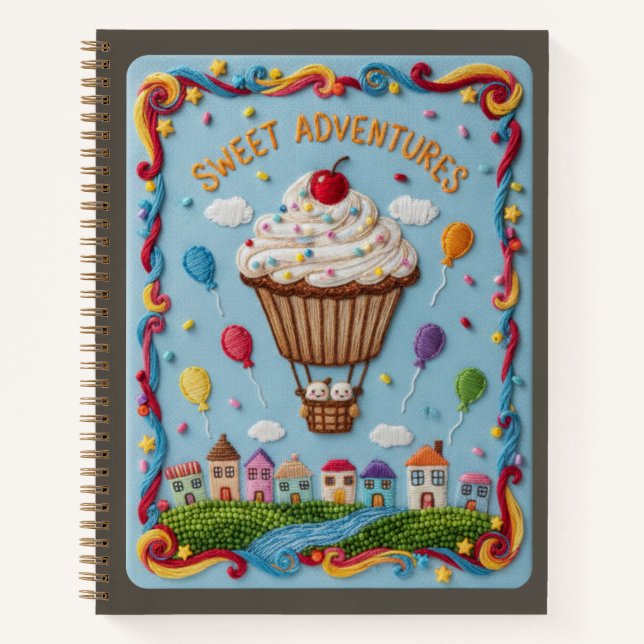 Carnet Embroidered Cupcake Balloon & Candy Village (Devant)