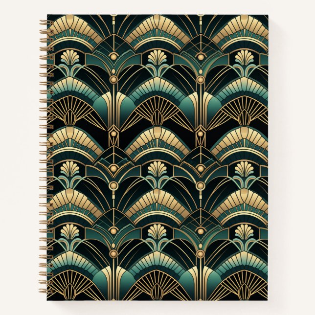 Carnet Emerald and Gold 1920s Art Deco Themed (Devant)