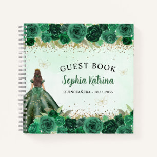 Carnet Emerald Green Floral Princess Quinceañera