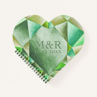 Carnet Emerald Watercolor Heart 55e anniversaire du Maria