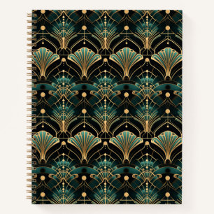 Carnet Emeraude et or accent Art Déco inspiré