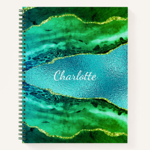 Carnet Émeraude vert bleu agate nom de marbre