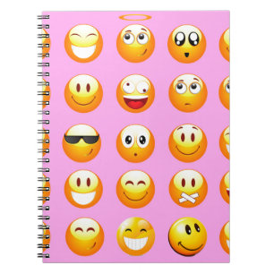 Carnet émoji rose pastel