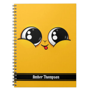 Carnet Emoji visage jaune mignon qui miaule 