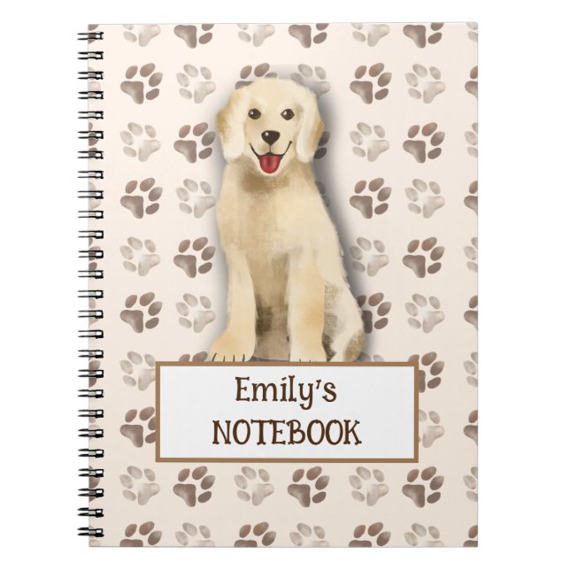 Carnet Empreinte chien Golden Retriever mignonne personna (Devant)