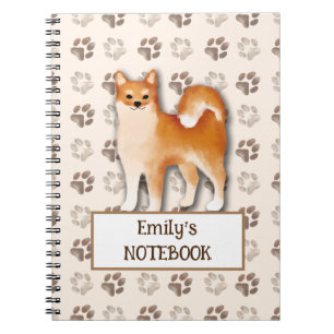 Carnet Empreinte de chien Cute Shiba Inu nom personnalisa