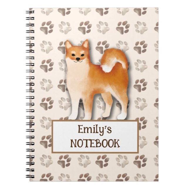 Carnet Empreinte de chien Cute Shiba Inu nom personnalisa (Devant)